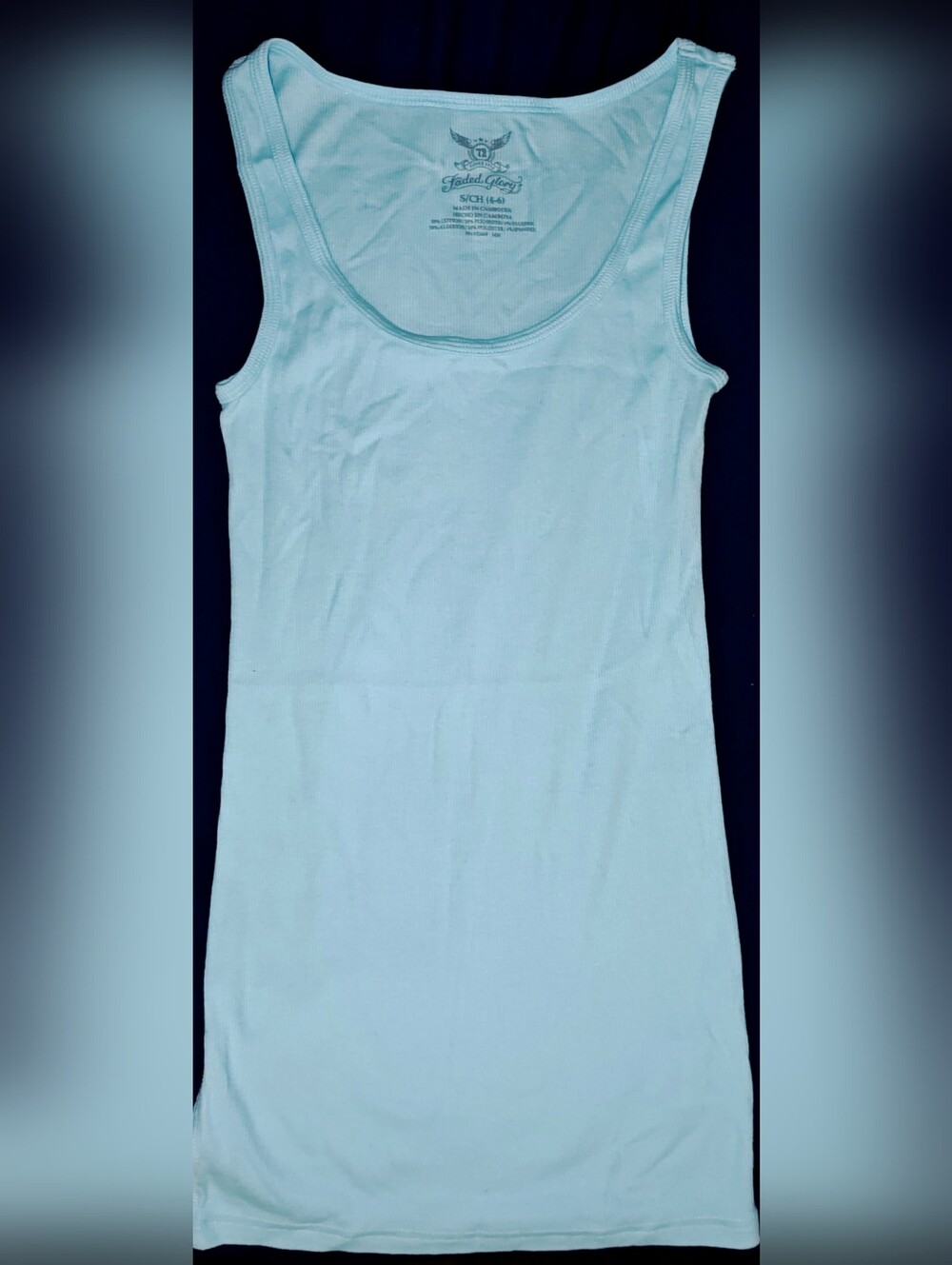Faded Glory Pale Blue Scoop Neck Ribbed Fitted Tank Top